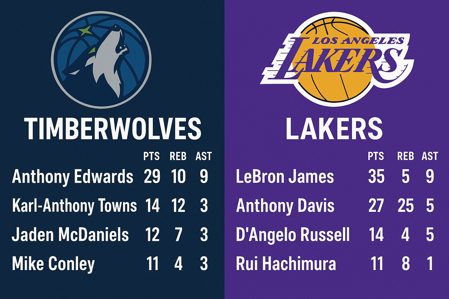 You are currently viewing Timberwolves vs Lakers Match Player Stats: A Game of Edges, Effort, and Emotion