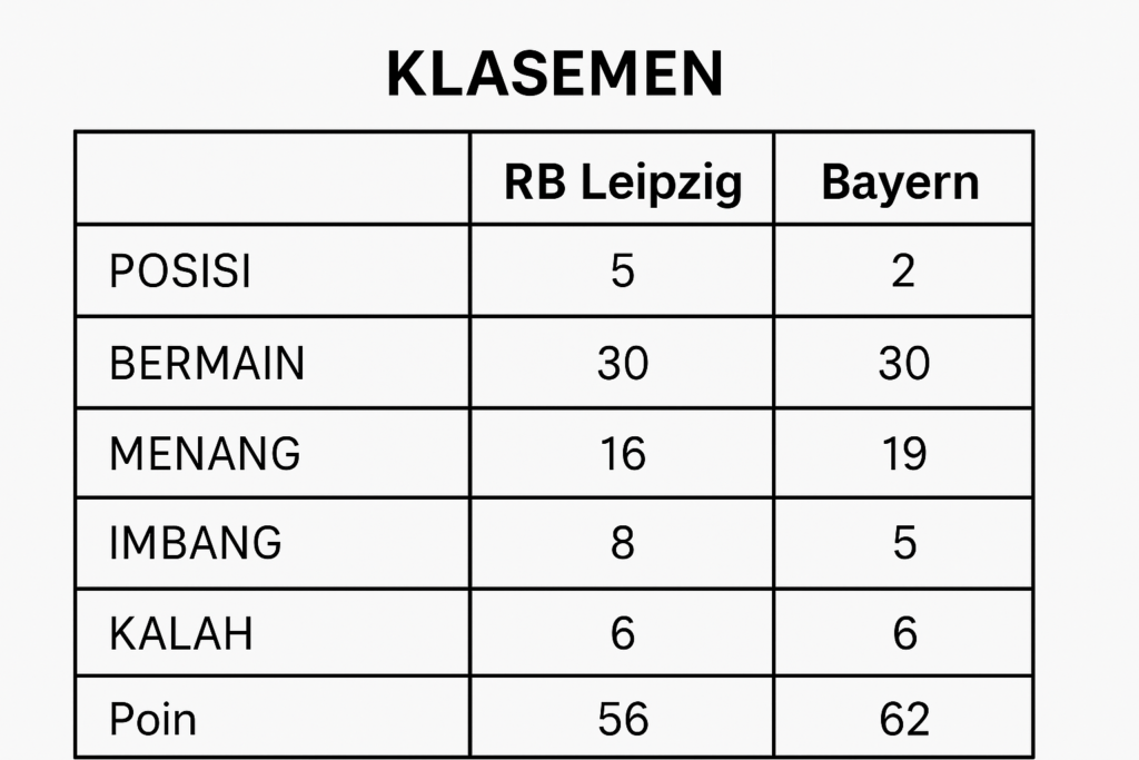 Read more about the article Klasemen RB Leipzig vs Bayern: The New Battle for Bundesliga Supremacy