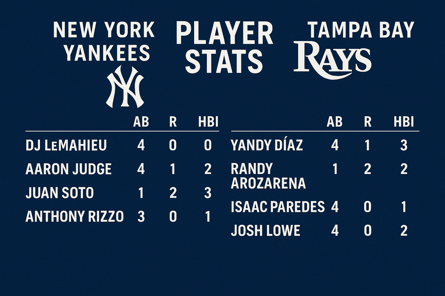 You are currently viewing Beneath the Numbers: A Deeper Look into the New York Yankees vs Tampa Bay Rays Match Player Stats